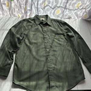 Haggar Clothing Green Striped Shirt Size Medium